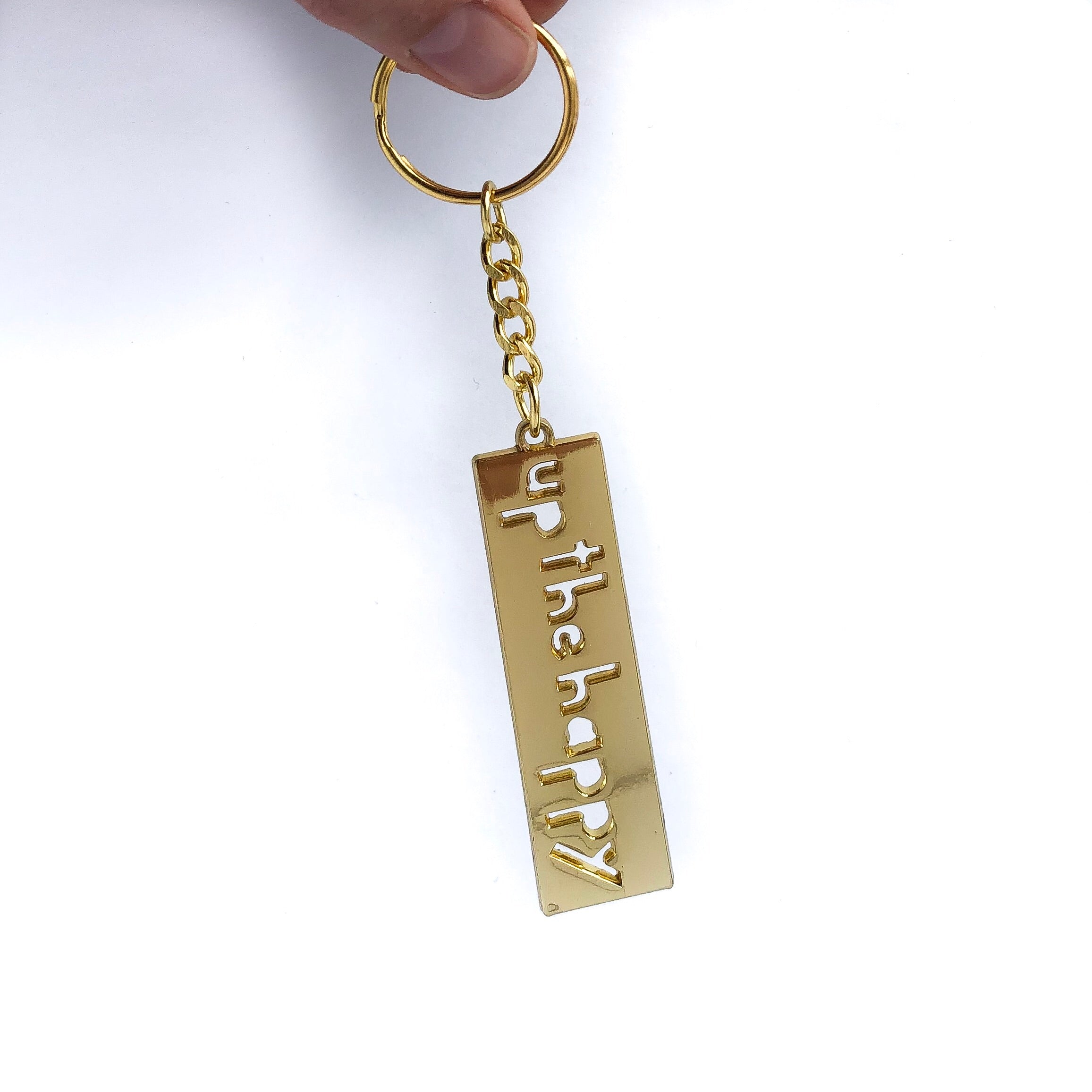 Up the Happy Gold Enamel Keychain