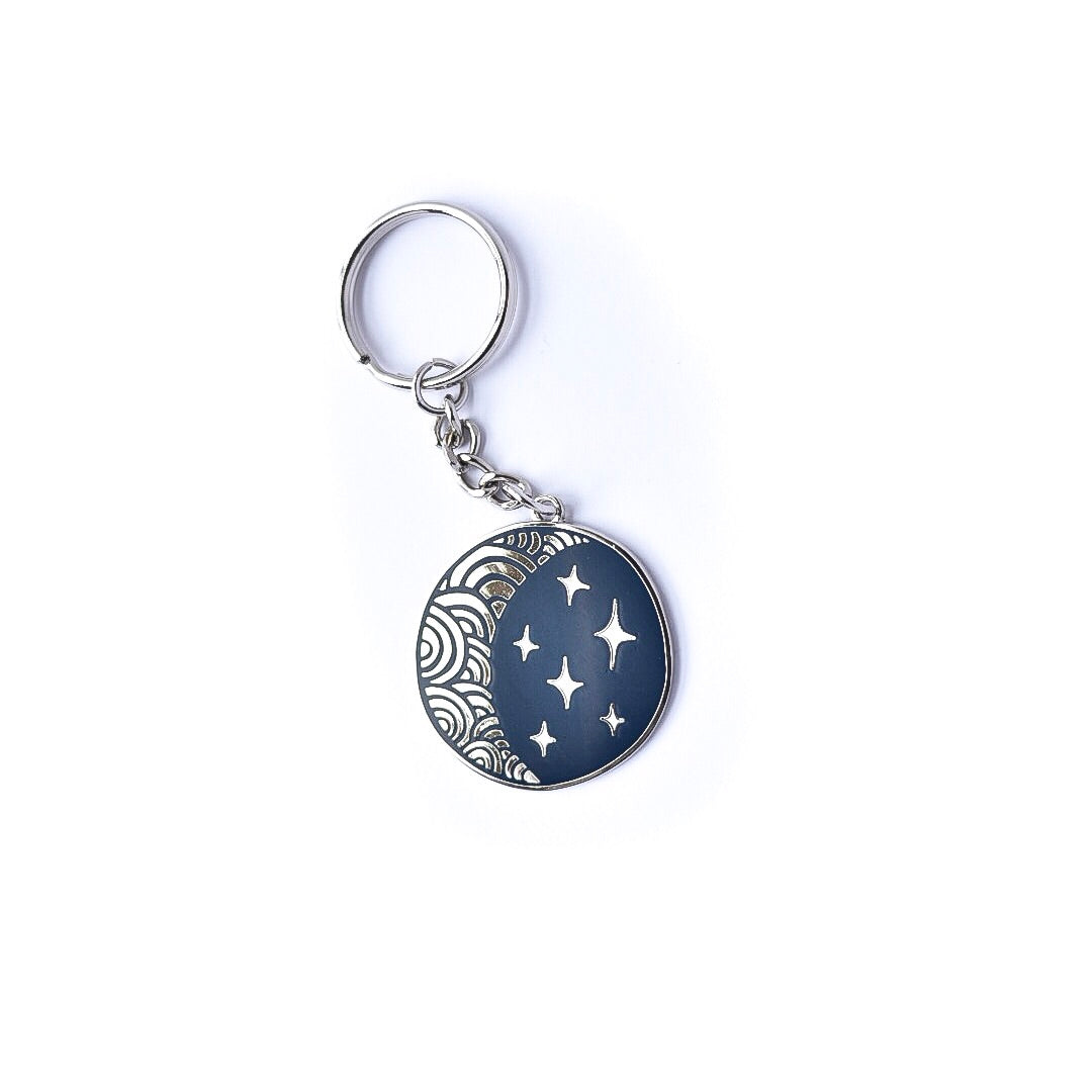 Moon and Stars Enamel Keychain